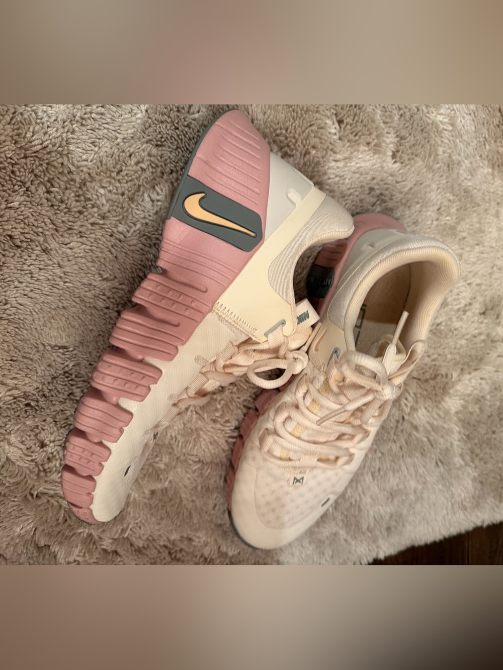 Nike Pink and Cream Flex Running Sneakers